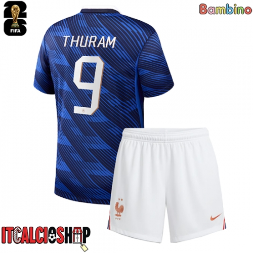 Francia Marcus Thuram #9 Prima Maglia Bambino Mondiali 2026 Manica Corta (+ Pantaloni corti)
